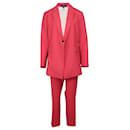 Theory Etiennette Blazer and Treeca Pants Set in Pink Wool