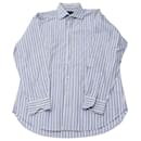 Etro Striped Print Button Down Shirt in Blue Cotton