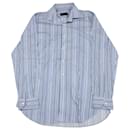 Etro Multistriped Button Down Shirt in Blue Cotton
