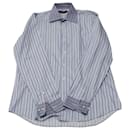 Etro Striped Buttondown Shirt in Blue Cotton 