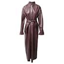 Nanushka Rosana Vegan Leather Maxi Dress in Burgundy Polyester