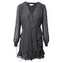 Michael Michael Kors Polka-Dot Ruffled Wrap Dress in Black Polyester