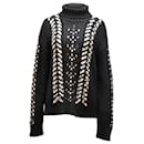 Jason Wu Whipstitched Cable-knit Turtleneck Sweater in Black Merino Wool