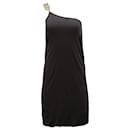 M Missoni One Shoulder Mini Dress with Metal Plate in Black Viscose