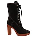 Tod's Platform Ankle Boots in Black Suede