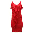 DressValentino Ruffle Midi Dress in Red Silk