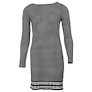 Michael Kors Checked Mini Dress with Houndstooth Hem in Black Polyester