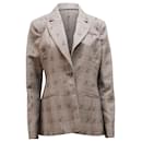 Altuzarra Plaid with Embroidered Floral Blazer in Grey Wool