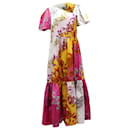 Erdem Palomina Tiered Floral Midi Dress in Multicolor Linen