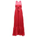 Zimmermann Tie-Neck Gathered Maxi Dress In Fuchsia Pink Silk