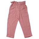 Pantalón IRO de talle alto en algodón rosa - Iro