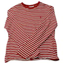 AMI PARIS Ami de Coeur Long Sleeve Stripe T-shirt in Red Cotton - Autre Marque