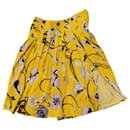 Emilio Pucci Pleated Floral Skirt in Yellow Viscose