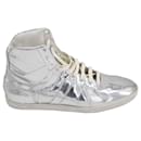 Dior Homme B48 High Top Sneakers in Silver Leather