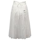 Vince Stitch Pleating Wrap Midi Skirt in White Cotton