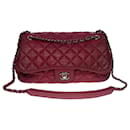 Beautiful Chanel Classic Flap bag handbag in amaranth quilted leather, ruthenium metal trim