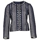 Tory Burch Eliza Tweed Stripe Jacket in Blue Wool