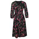 Alice + Olivia Long -Sleeve Midi Dress in Floral Print Polyester