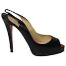 Christian Louboutin New Prive 120 Slingback Sandals in Black Leather