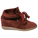Isabel Marant Bobby High Top Sneakers in Red Suede 