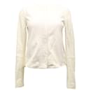 Vince Collarless Jacket in White Leather