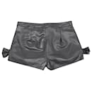 Red Valentino Shorts with Bow Details in Black Lambskin Leather