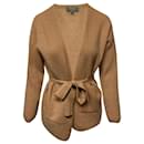 N. Peal Belted Ribbed Cardigan in Sand Cashmere - Autre Marque