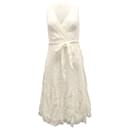Ralph Lauren Sommerkleid mit Taillenschnürung aus weißem Leinen