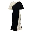David Koma Contrast Sleeve Zip Detail Midi Dress in Black Acetate - Autre Marque
