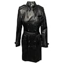 Burberry lined-breasted Trench Coat in Black Lambskin Leather