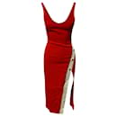 David Koma Snaps Slit Tank Dress in Red Acetate - Autre Marque