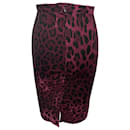 Dolce & Gabbana Leopard Print Pencil Skirt in Red Silk