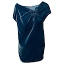 Moschino Tie Knot Velvet Mini Dress in Blue Rayon