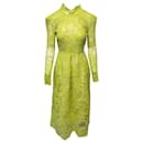 Alex Perry Lace Dress with Shoulder Pads in Yellow Polyester - Autre Marque