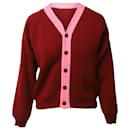 Cardigan in maglia Comme des Garçons Girl x Lochaven of Scotland in acrilico rosso e rosa - Comme Des Garcons
