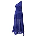 Halston Heritage One Shoulder Gown in Blue Polyester