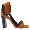 Chloe Miles Lace Up Sandals in Brown Suede - Chloé
