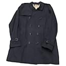 Burberry Kensington Trench Coat in Navy Blue Cotton