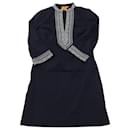 Tory Burch Embroidered Tunic Dress in Navy Blue Cotton