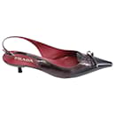 Prada Slingback Pointed Pumps in Brown Leather
