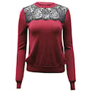 Mulberry Lace Detailed Sweater in Burgundy Lana Virgine