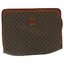 CELINE Macadam Canvas Clutch Bag PVC Leather Brown Auth 29196 - Céline