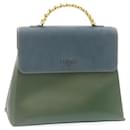 LOEWE Hand Bag Leather Green Blue Auth ar6429 - Loewe