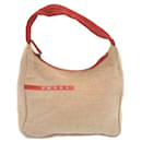 PRADA Hand Bag Canvas Beige Red Auth ar6592 - Prada