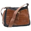 PRADA Shoulder Bag Nylon Leather Black Brown Auth fm1163 - Prada