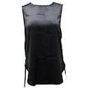 Vince Black Sleeveless Side Lace Top in Black Silk Satin