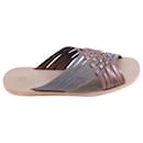 Brunello Cucinelli Bead-Embellished Woven Slides in Brown Leather