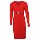 Michael Kors Butterfly Twist Dress with Chain Detail in Red Polyester 