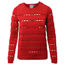 Herve Leger Stretch-Knit Bandage Pullover in Red Rayon 