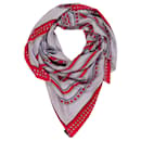 Magnificent Hermès “Grand Tralala” shawl in cashmere and silk in red and gray